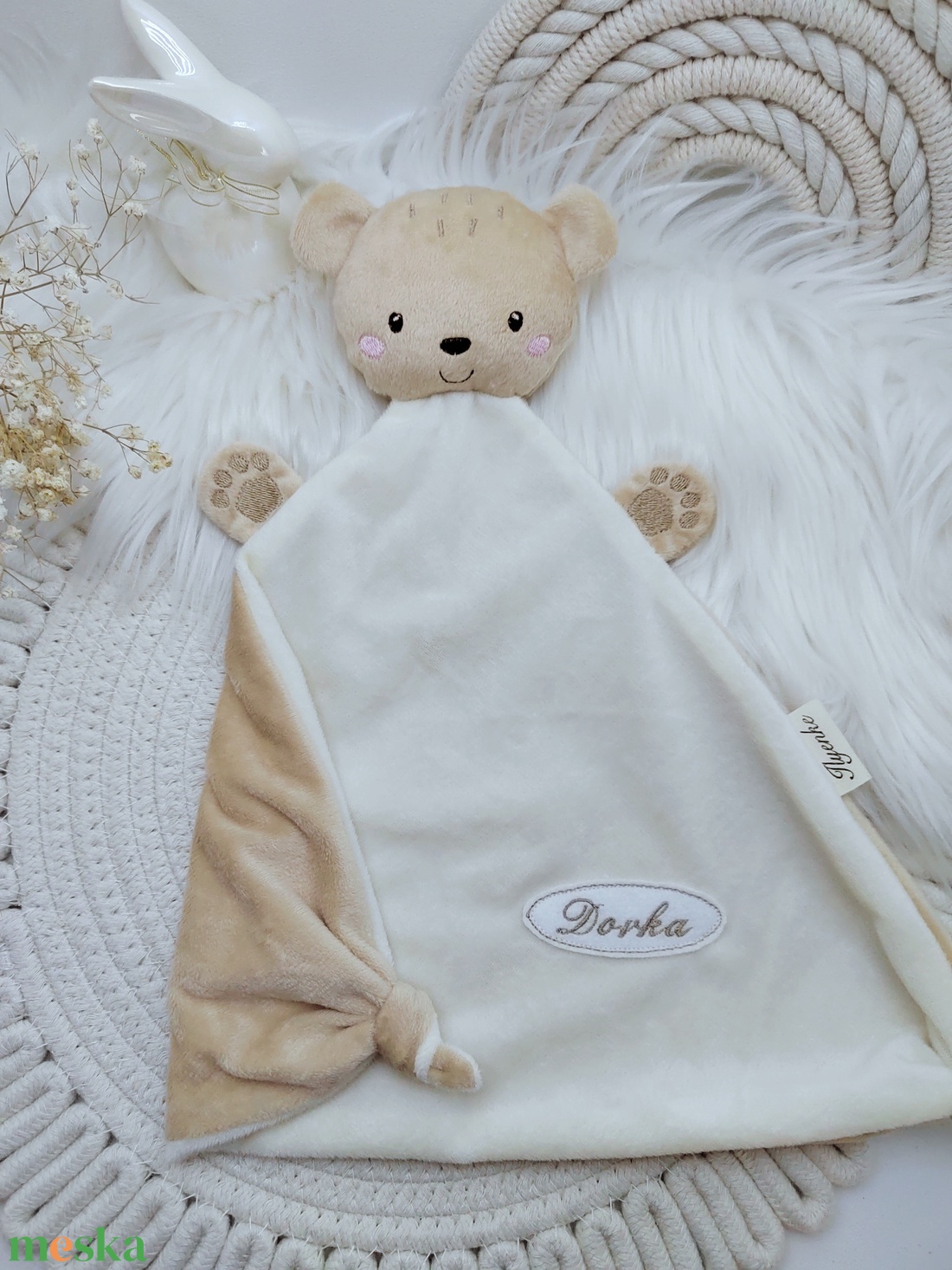 Plüss rongyi maci.  - baba - mama - baba játékok - szundikendő, alvóka - Meska.hu