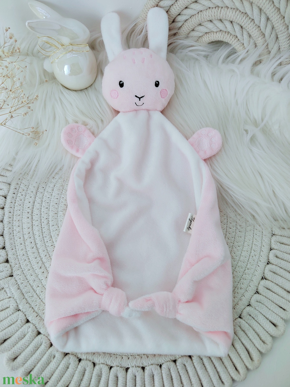Plüss nyuszi rongyi - baba - mama - baba játékok - szundikendő, alvóka - Meska.hu
