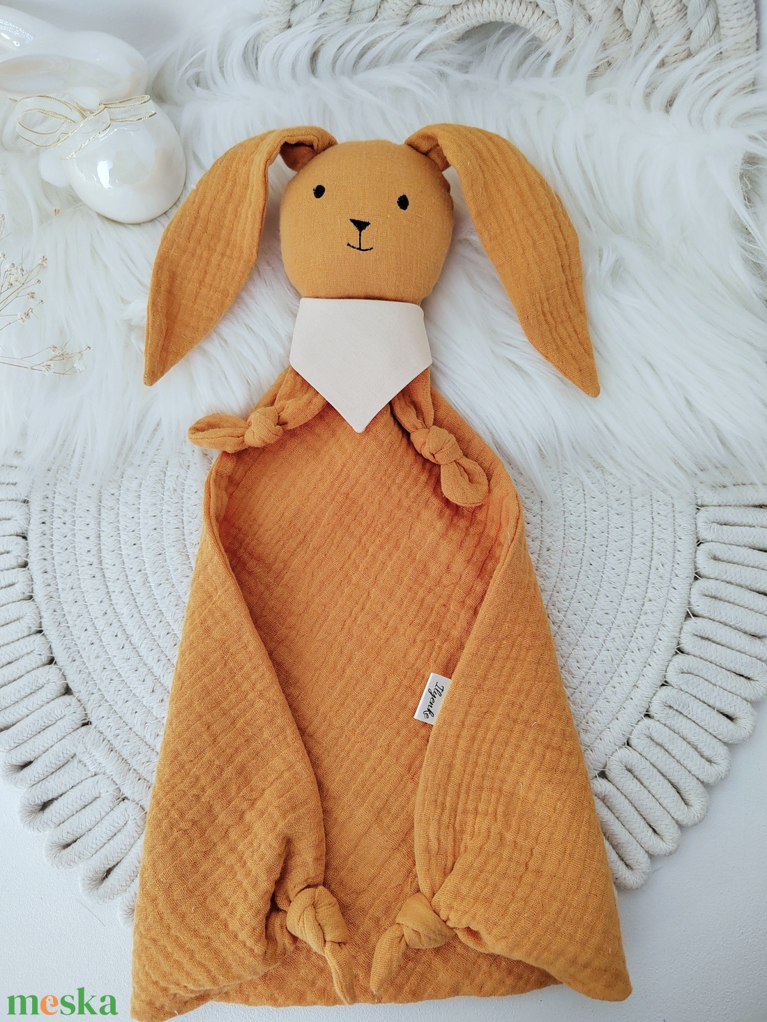 Mustár dupla géz nyuszi - baba - mama - baba játékok - szundikendő, alvóka - Meska.hu