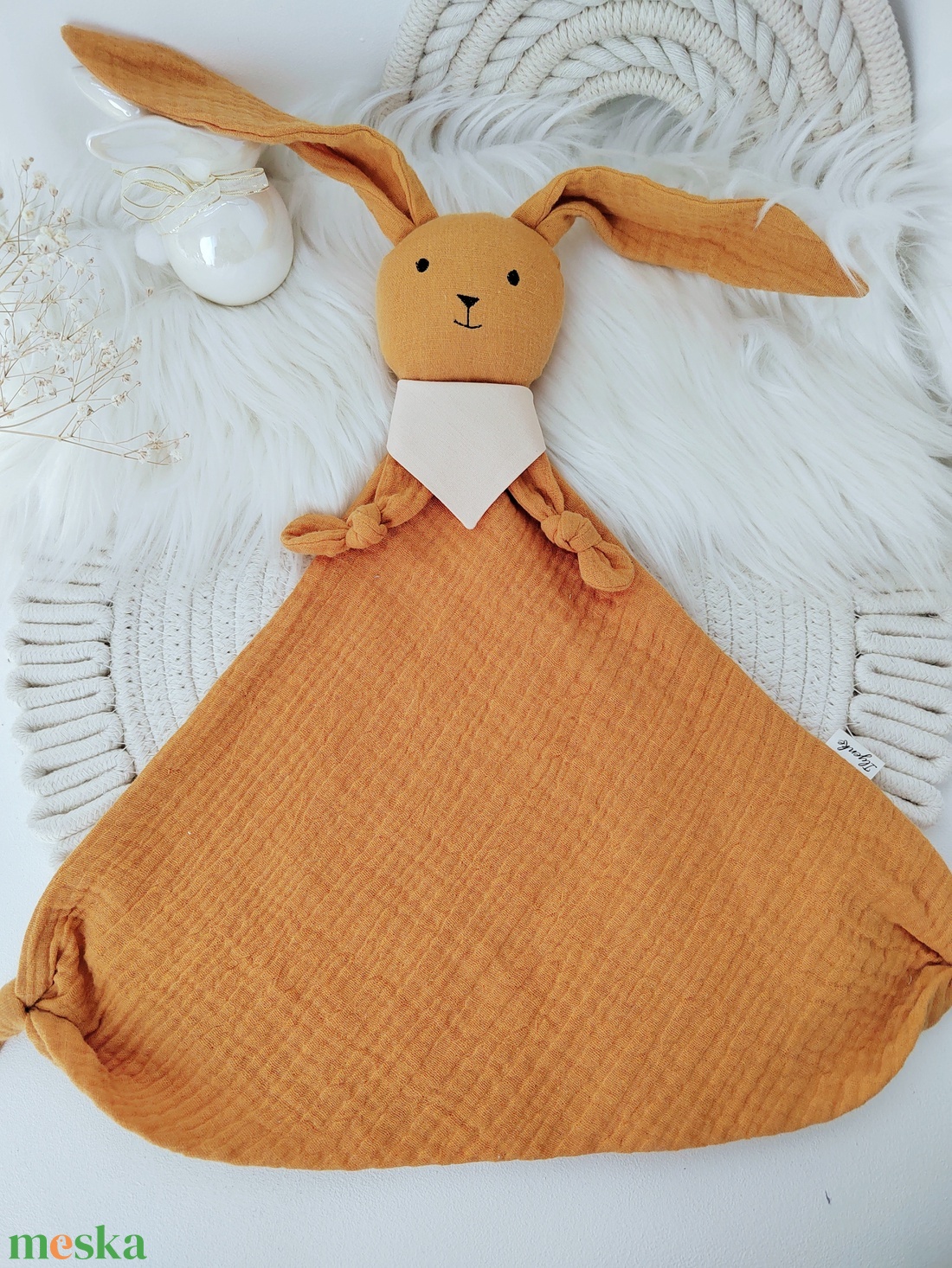 Mustár dupla géz nyuszi - baba - mama - baba játékok - szundikendő, alvóka - Meska.hu