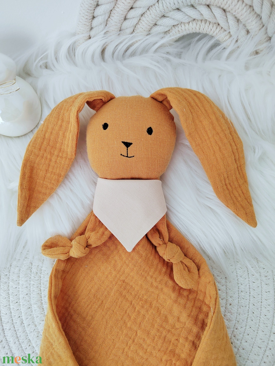 Mustár dupla géz nyuszi - baba - mama - baba játékok - szundikendő, alvóka - Meska.hu