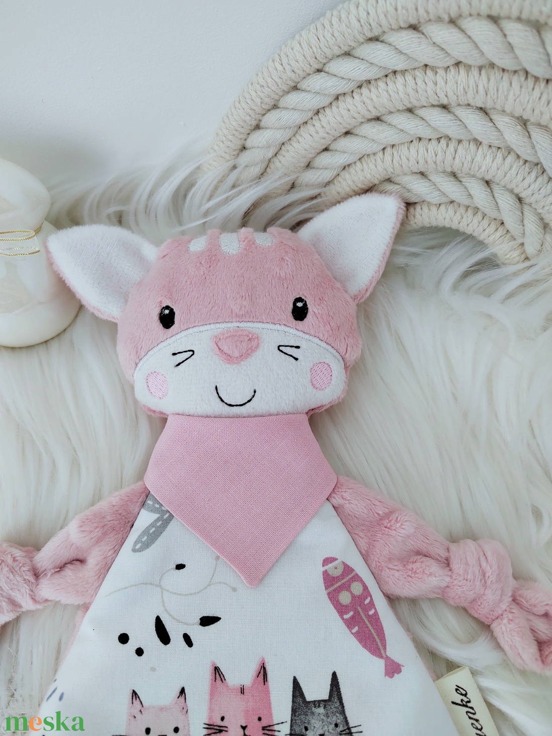 Púder minky cica - baba - mama - baba játékok - szundikendő, alvóka - Meska.hu