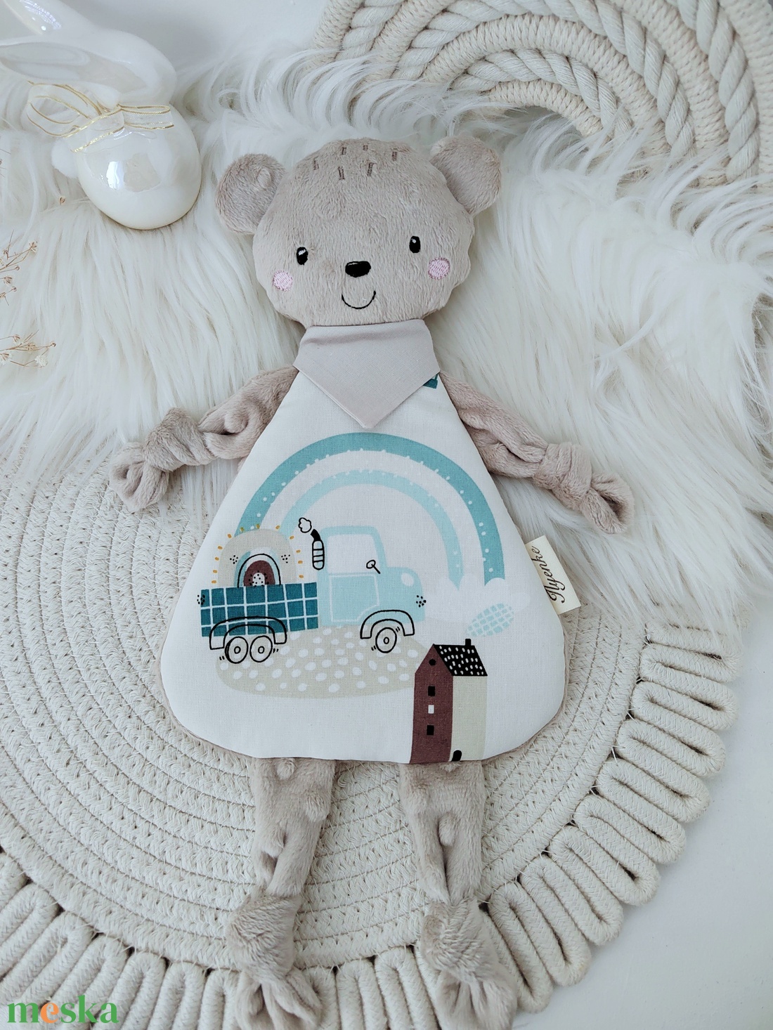 Világos drapp minky maci - baba - mama - baba játékok - szundikendő, alvóka - Meska.hu