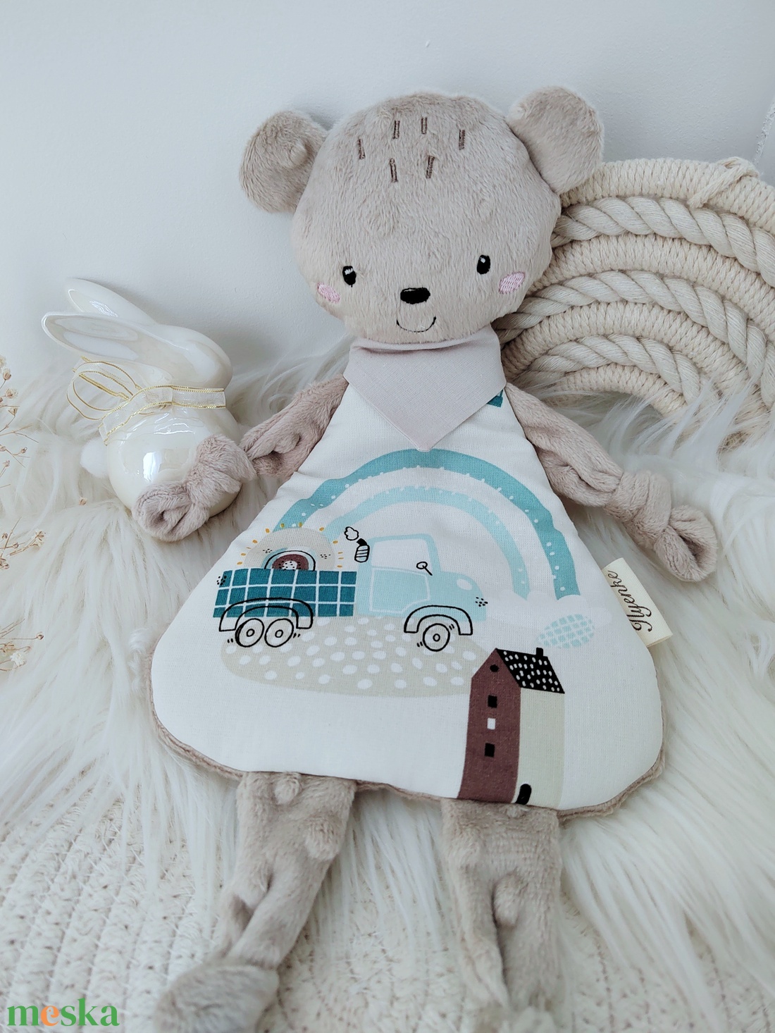 Világos drapp minky maci - baba - mama - baba játékok - szundikendő, alvóka - Meska.hu