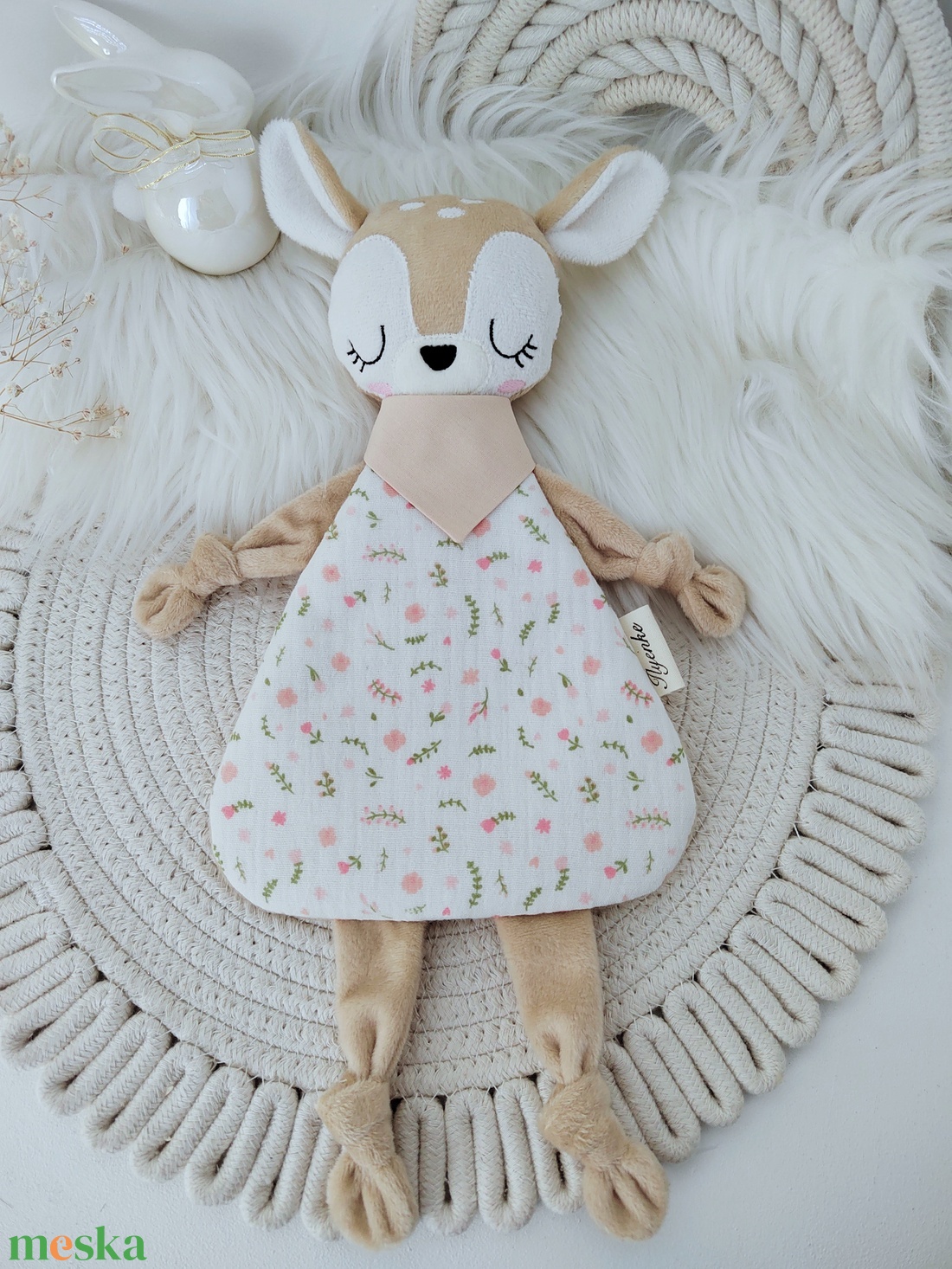 Plüss/dupla géz őzike.  - baba - mama - baba játékok - szundikendő, alvóka - Meska.hu