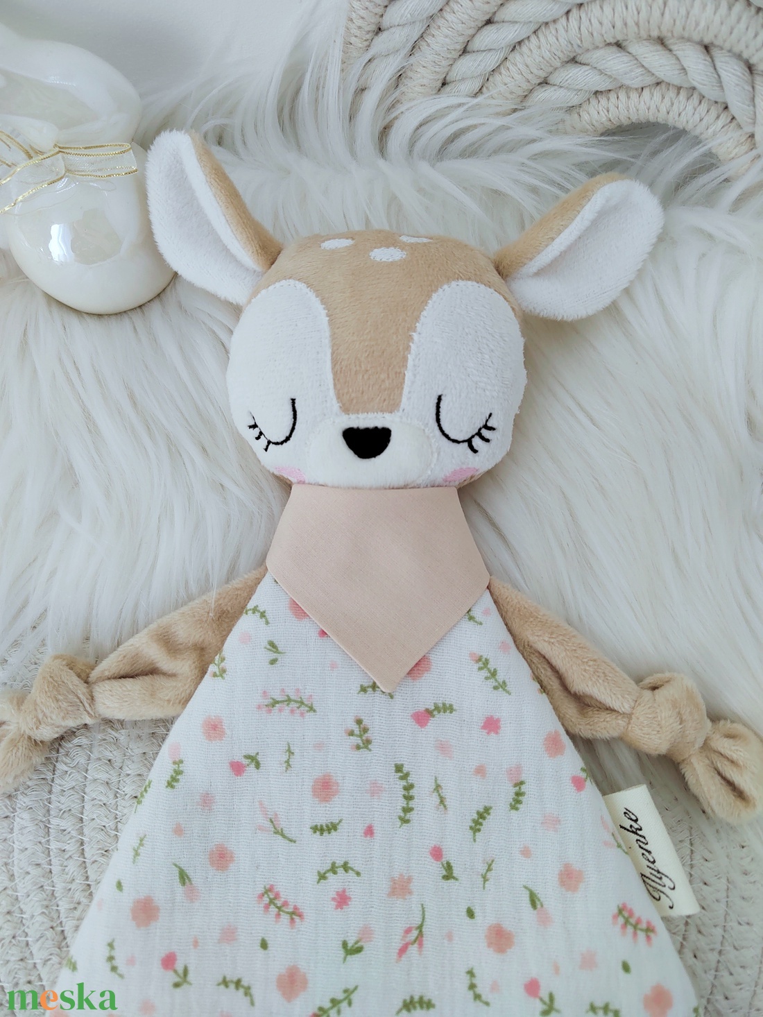 Plüss/dupla géz őzike.  - baba - mama - baba játékok - szundikendő, alvóka - Meska.hu