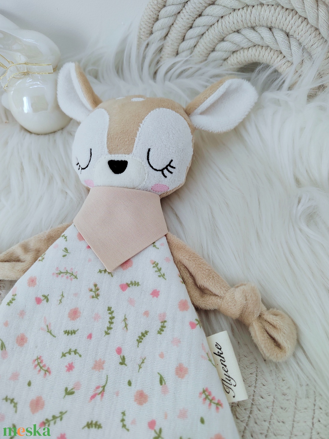 Plüss/dupla géz őzike.  - baba - mama - baba játékok - szundikendő, alvóka - Meska.hu