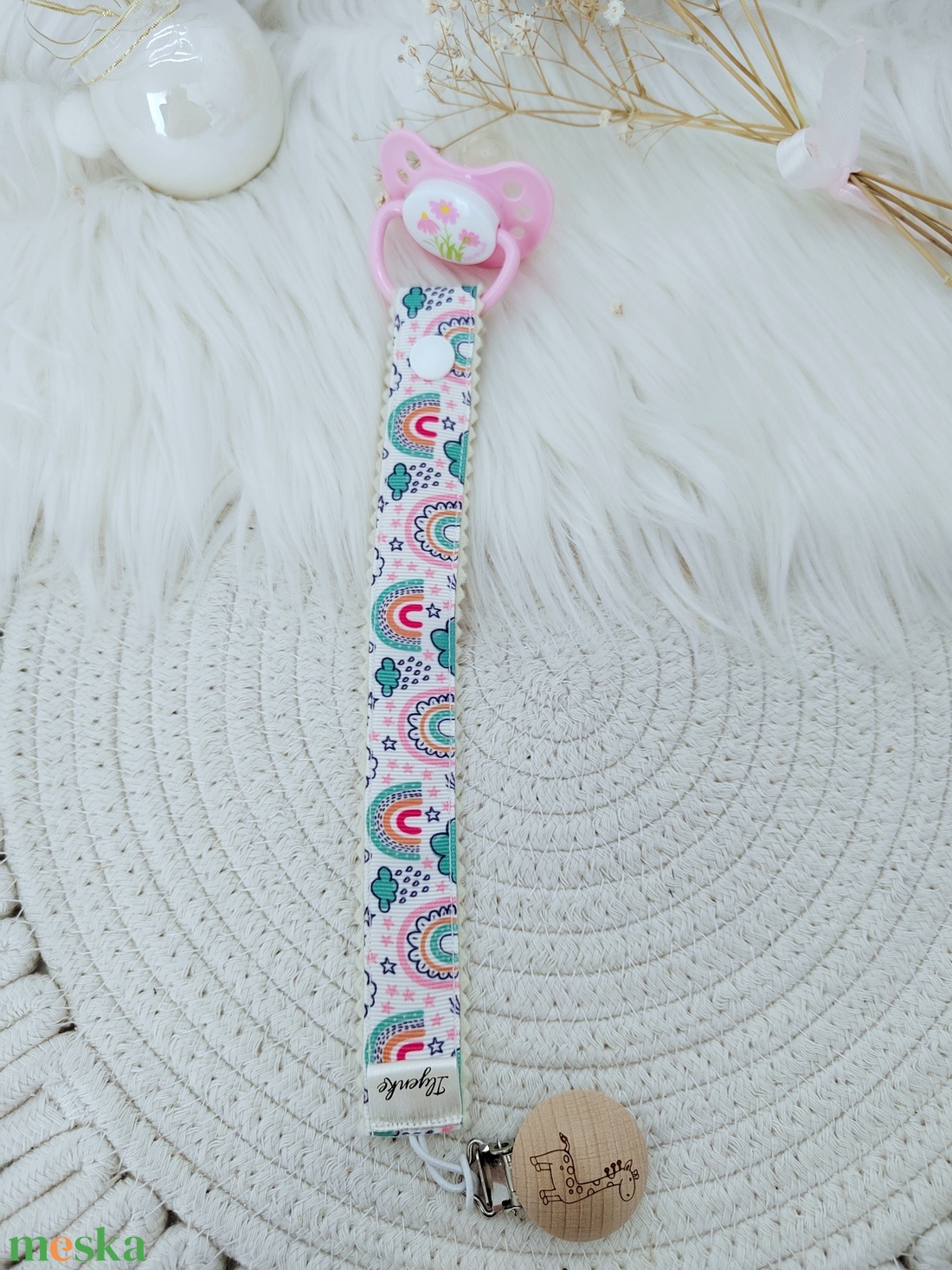 Textil cumitartó pánt.  - baba - mama - baba játékok - cumilánc - Meska.hu