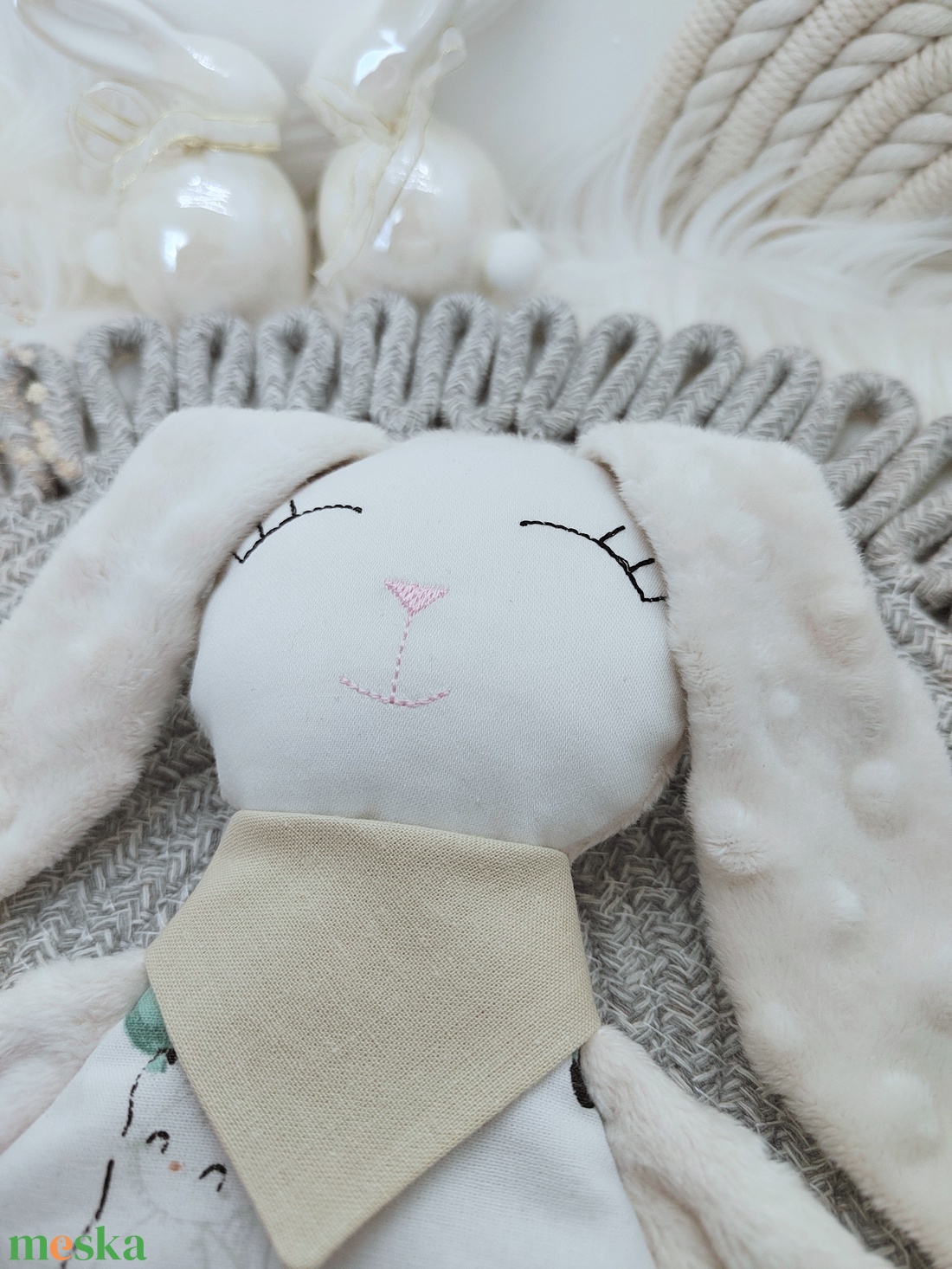 Minky rongyi nyuszi - baba - mama - baba játékok - szundikendő, alvóka - Meska.hu