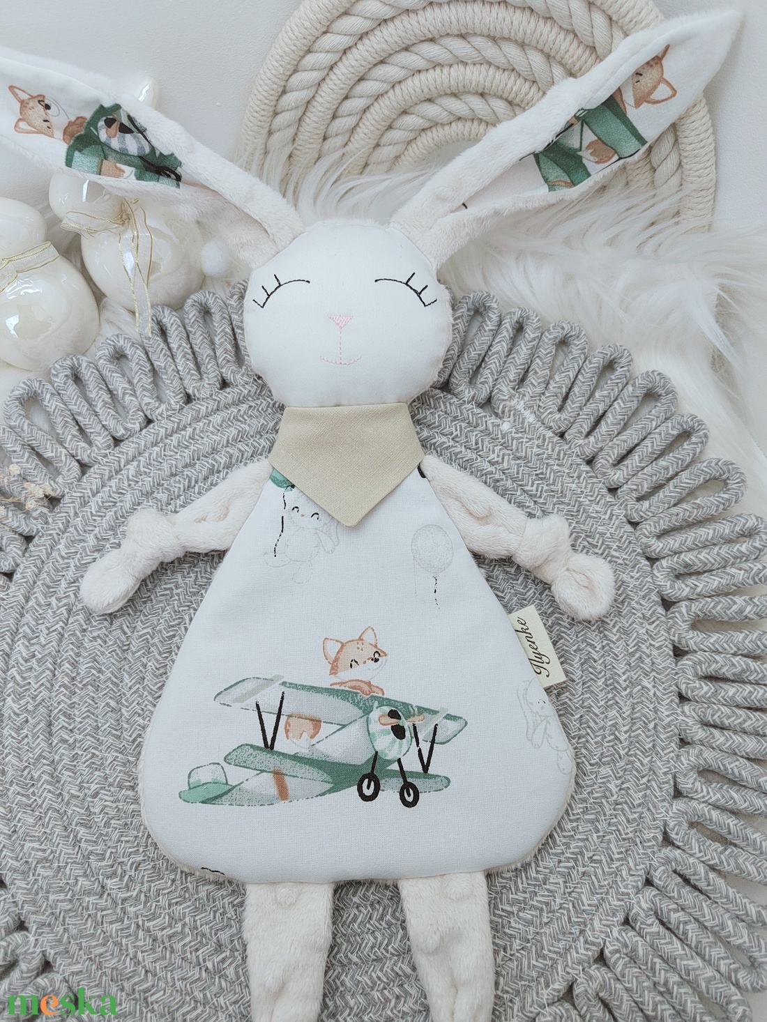 Minky rongyi nyuszi - baba - mama - baba játékok - szundikendő, alvóka - Meska.hu