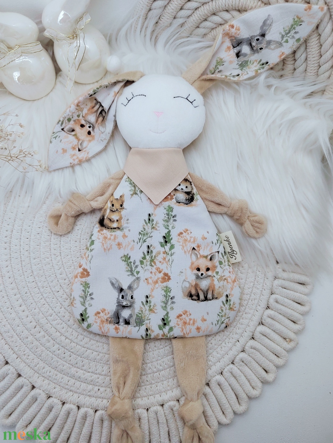 Plüss rongyi nyuszi - baba - mama - baba játékok - szundikendő, alvóka - Meska.hu