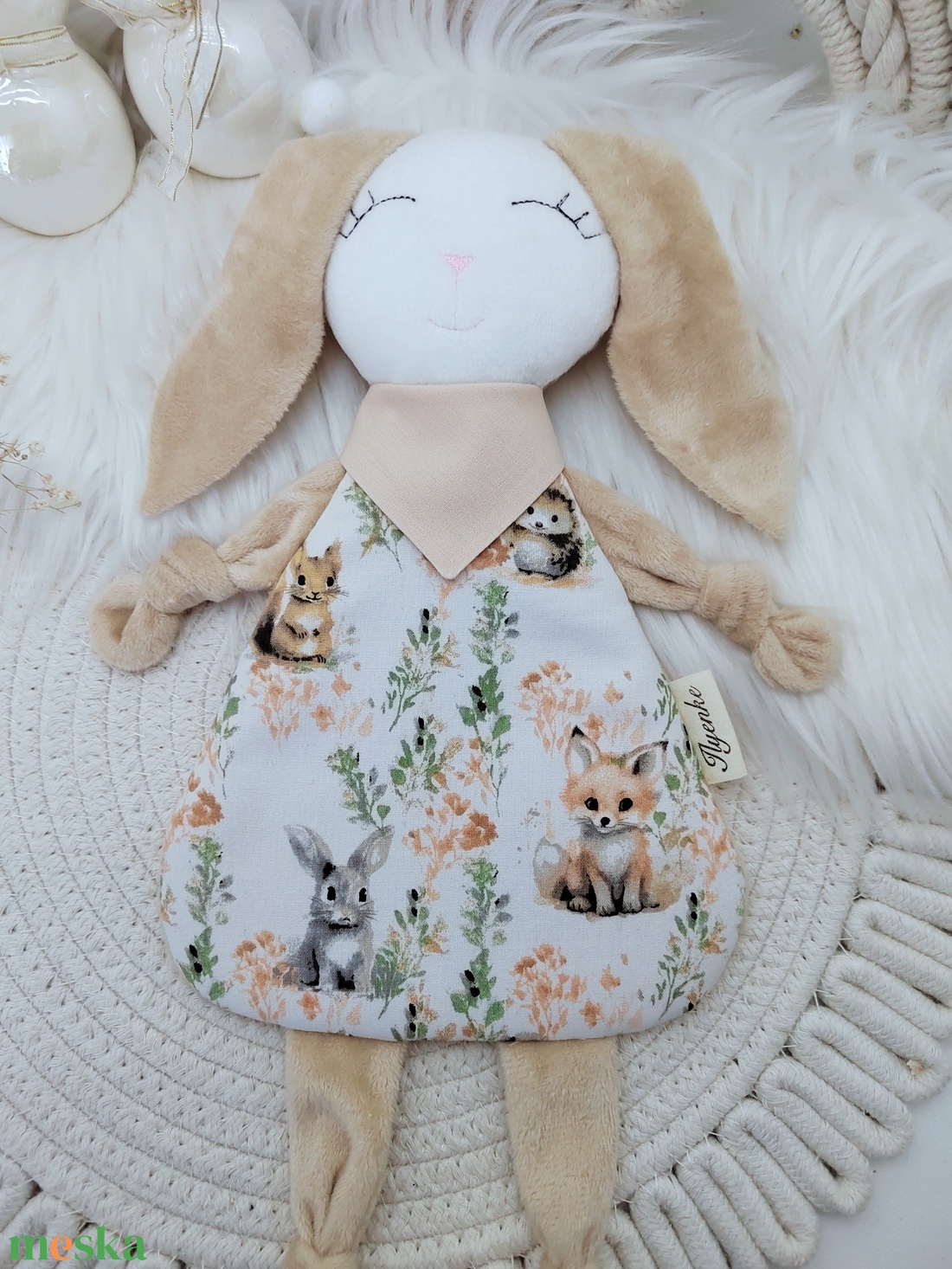 Plüss rongyi nyuszi - baba - mama - baba játékok - szundikendő, alvóka - Meska.hu