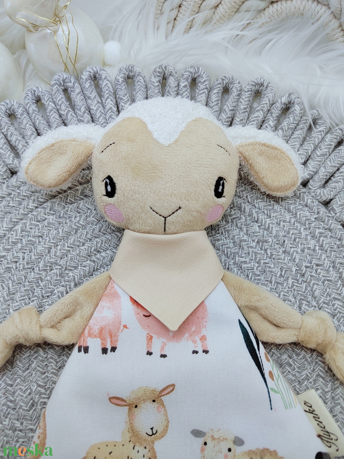 Plüss kisbárány rongyi - baba - mama - baba játékok - szundikendő, alvóka - Meska.hu