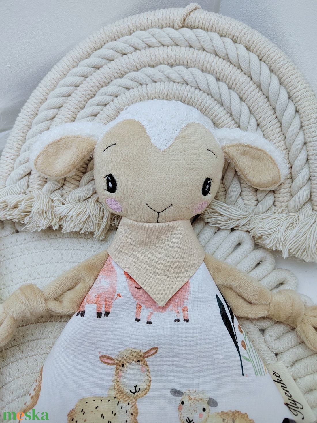 Plüss kisbárány rongyi - baba - mama - baba játékok - szundikendő, alvóka - Meska.hu