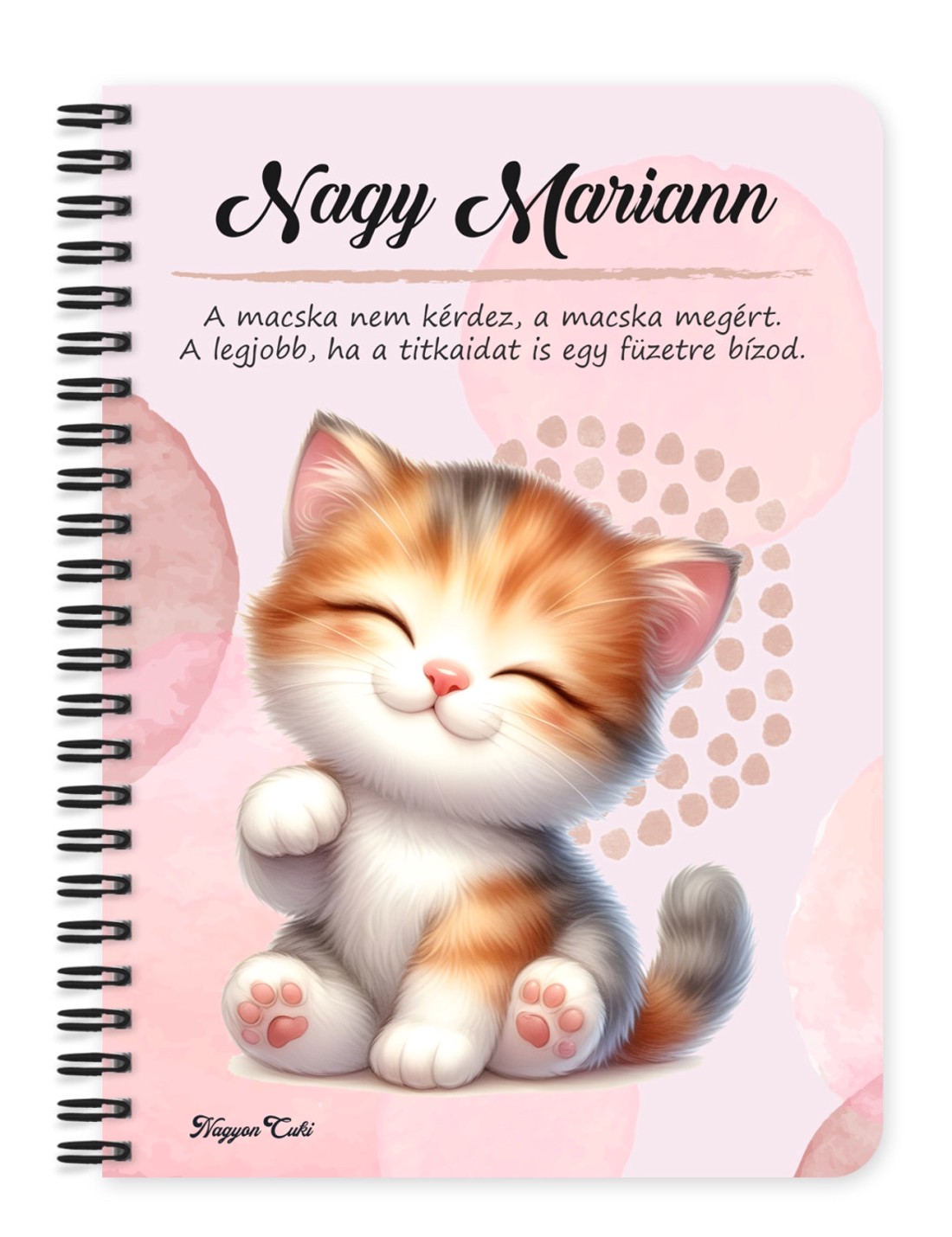 Személyre szabható - Kawaii cuki cica mintás A5-ös füzet - otthon & életmód - papír, írószer - jegyzetfüzet & napló - Meska.hu