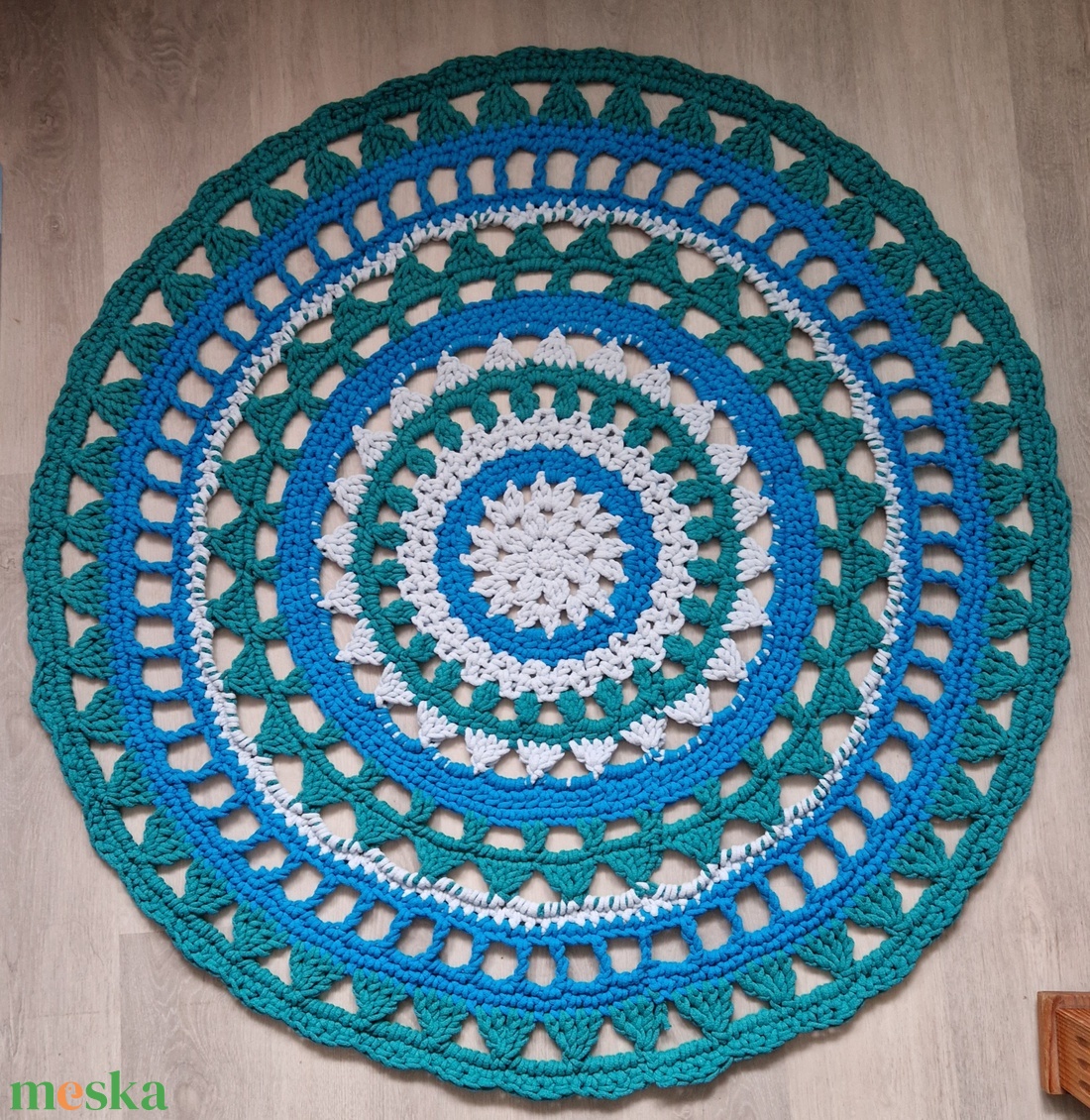 Horgolt mandala szőnyeg 120 cm - otthon & életmód - lakástextil - szőnyeg - horgolt szőnyeg - Meska.hu