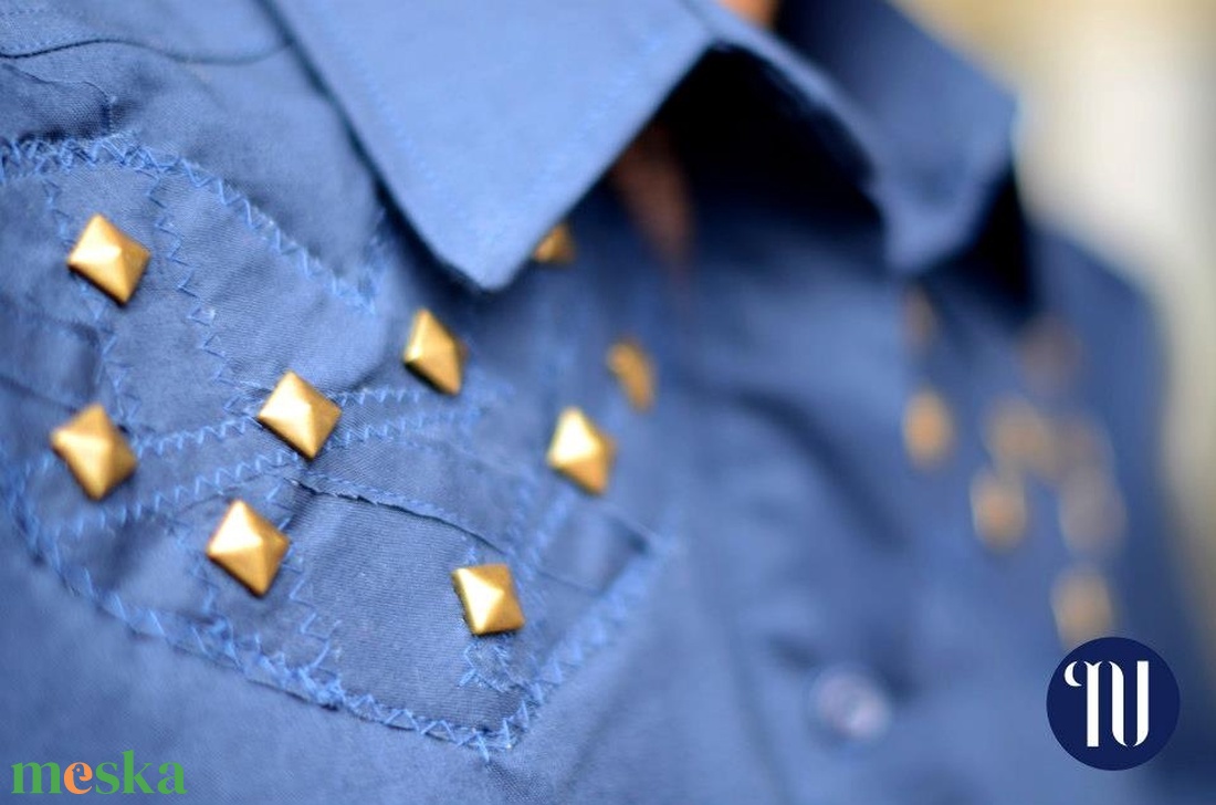 AKCIÓ! Klasszikus női blúz szegecsekkel - ruha & divat - női ruha - blúz - Meska.hu