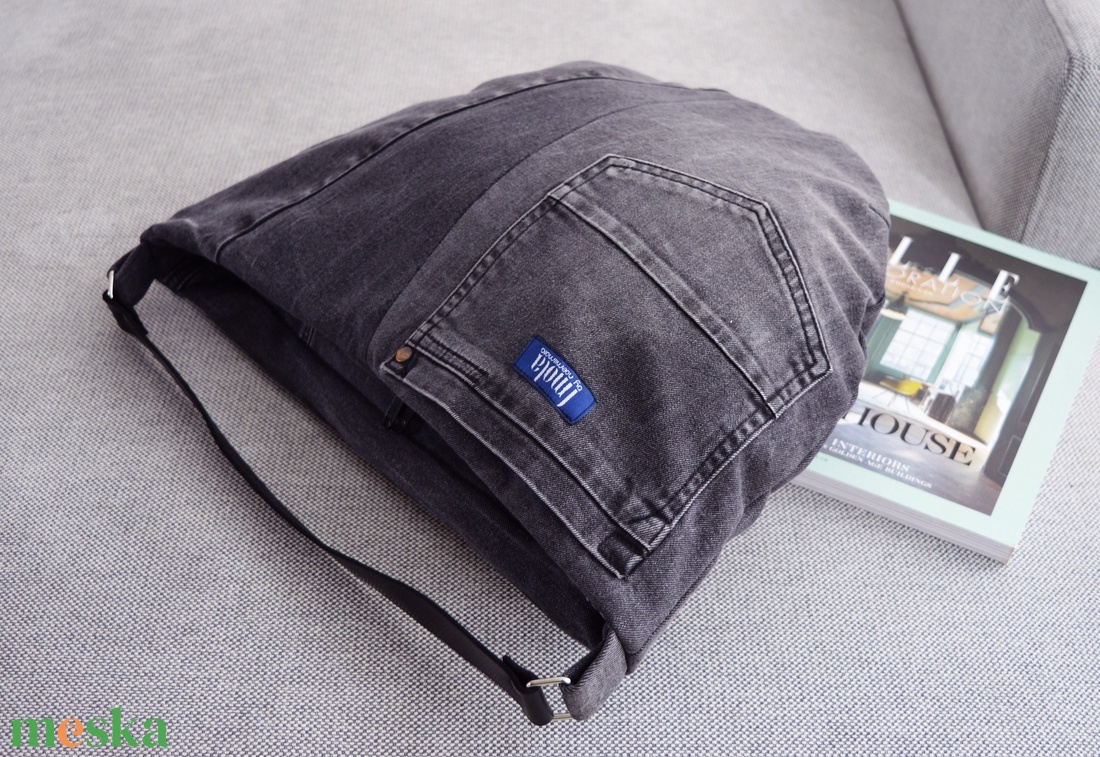 Sötétszürke farmer válltáska - táska & tok - kézitáska & válltáska - válltáska - Meska.hu