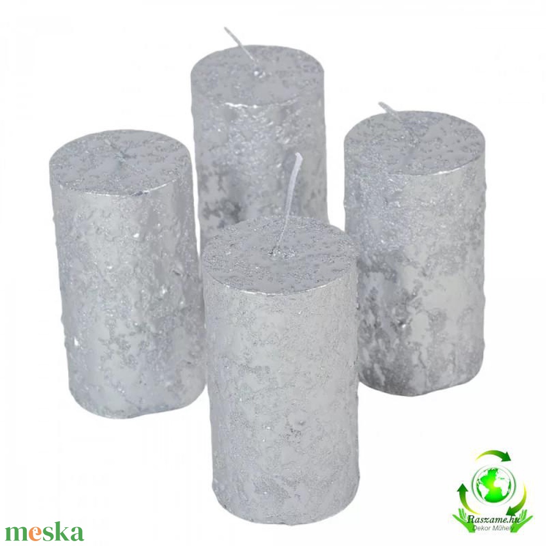 Fröcskölt henger gyertya 50x90 mm - ezüst szett - kellékek & szerszámok - dekorációs kellékek - dekorációs gyertya - Meska.hu