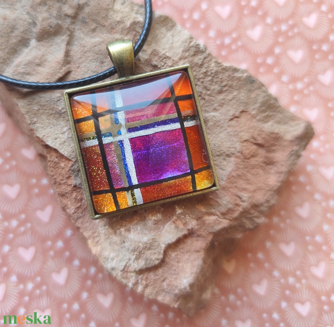 Naplemente - üveglencsés medál - ékszer - nyaklánc - medál - Meska.hu