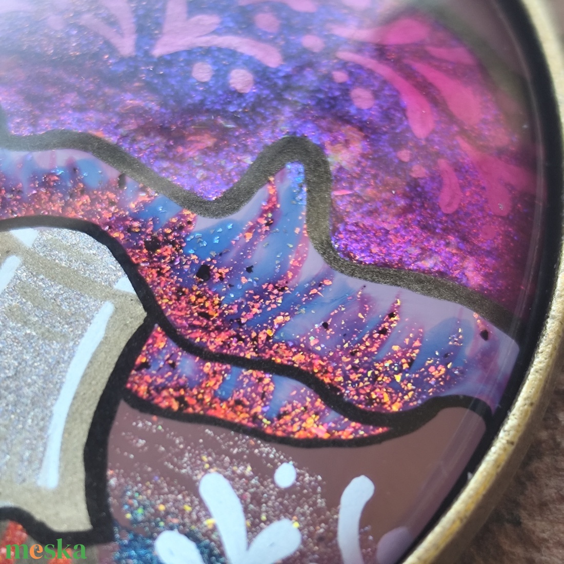 Varázsgomba Holddal - üveglencsés medál - ékszer - nyaklánc - medál - Meska.hu