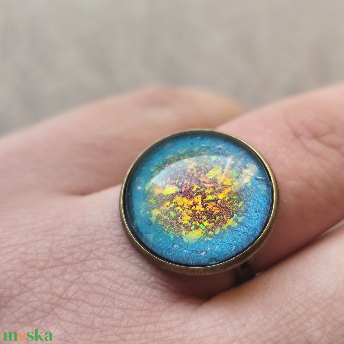 Atlantisz - üveglencsés gyűrű - ékszer - gyűrű - üveglencsés gyűrű - Meska.hu