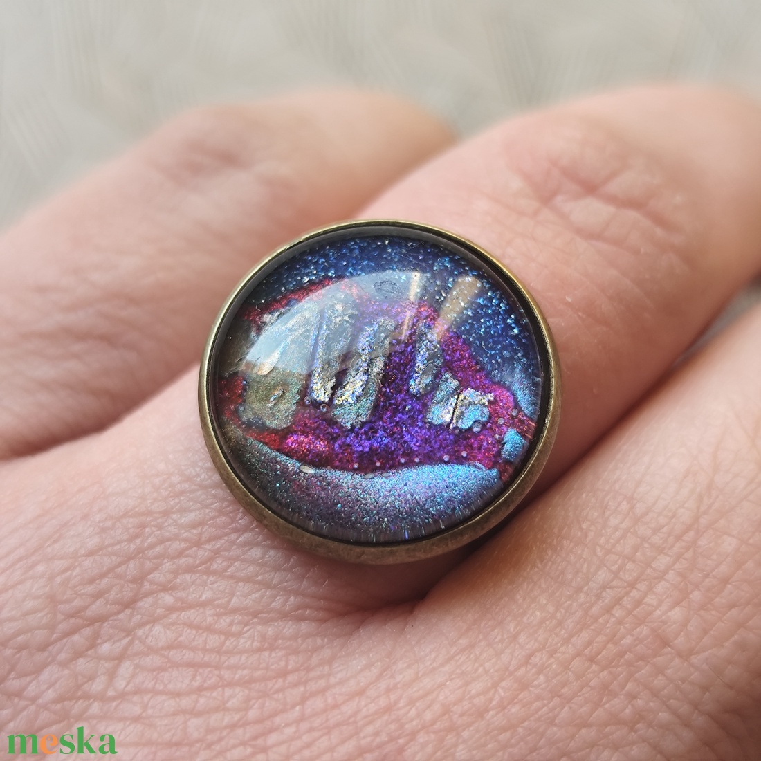 Galaktika - üveglencsés gyűrű - ékszer - gyűrű - üveglencsés gyűrű - Meska.hu