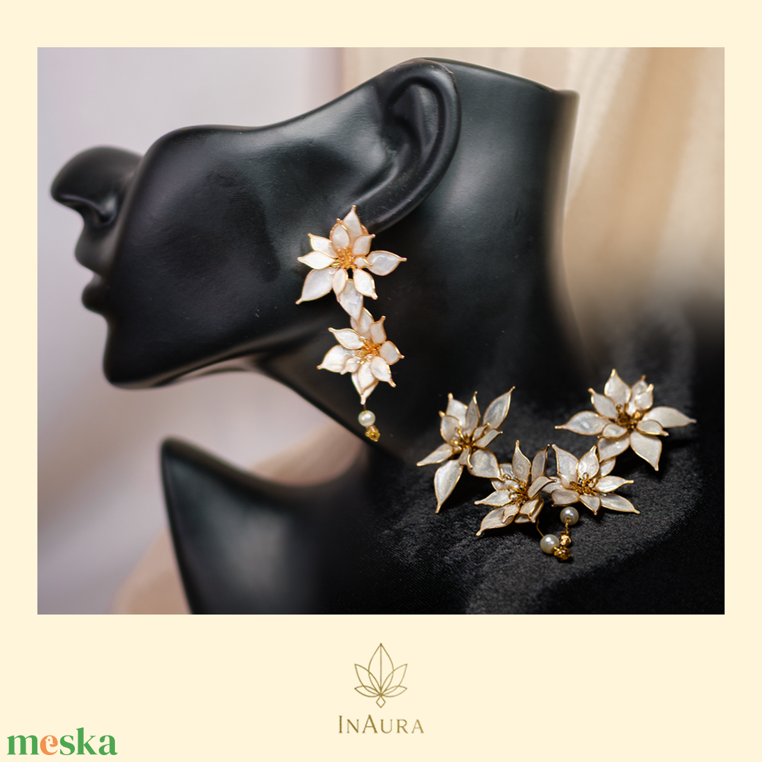 Fehér virág fülbevaló - ékszer - fülbevaló - csillár fülbevaló - Meska.hu