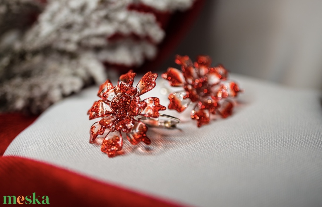 Tűzvirág fülbevaló - ékszer - fülbevaló - lógó fülbevaló - Meska.hu