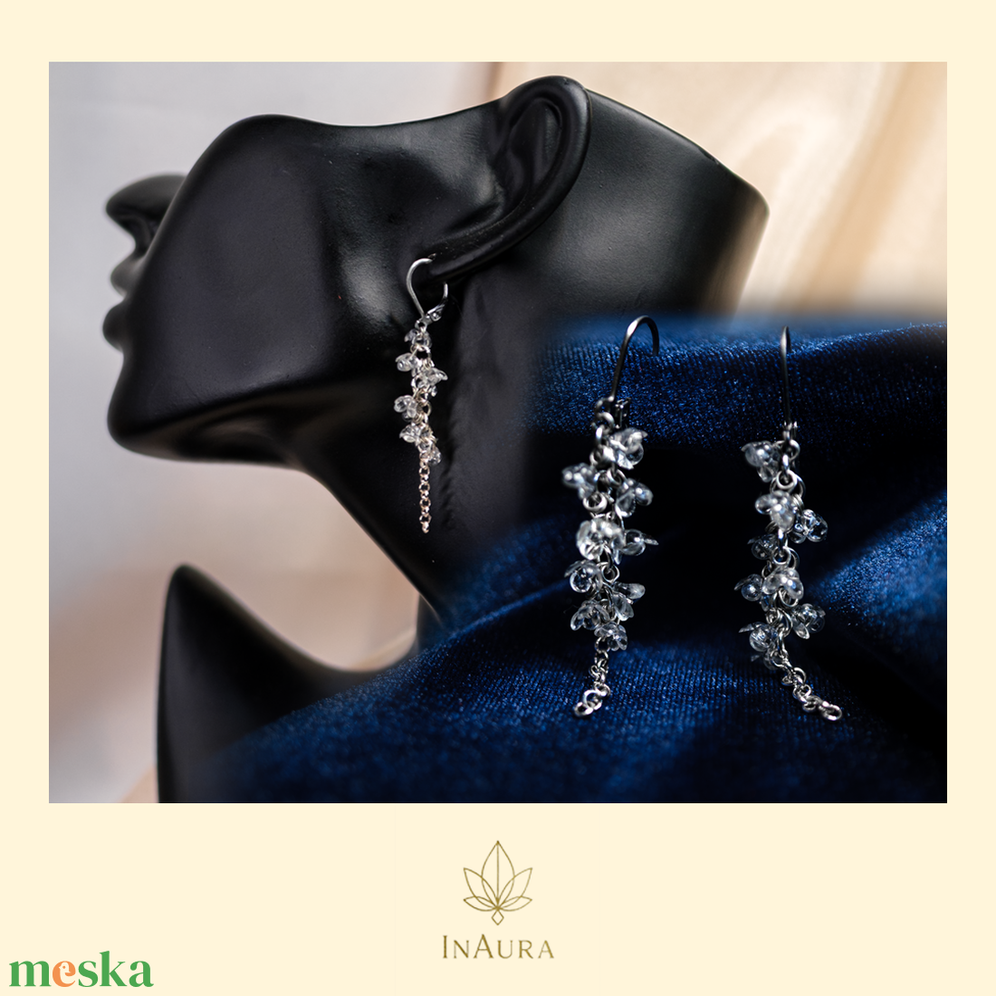 Apró üvegvirág hatású lógós fülbevaló - ékszer - fülbevaló - lógó fülbevaló - Meska.hu