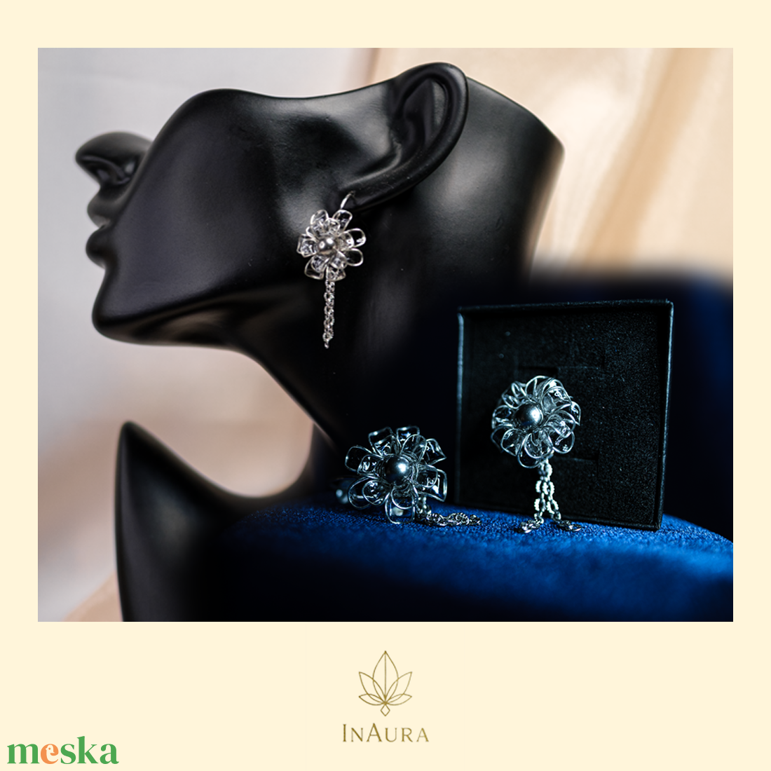 Üvegvirág hatású, lógós fülbevaló - ékszer - fülbevaló - lógó fülbevaló - Meska.hu