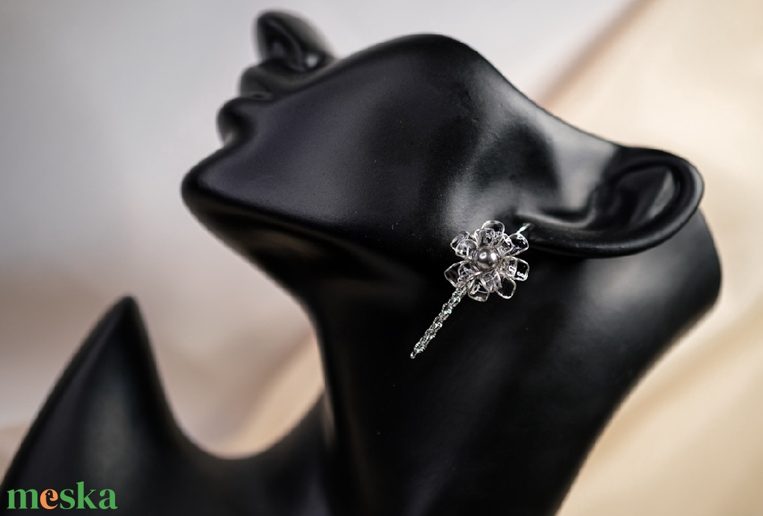 Üvegvirág hatású, lógós fülbevaló - ékszer - fülbevaló - lógó fülbevaló - Meska.hu