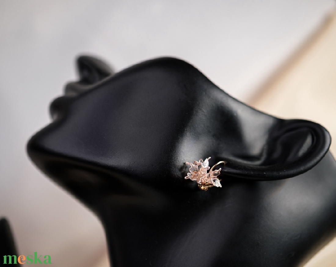 Rózsaszín üvegvirág hatású fülbevaló - ékszer - fülbevaló - fülékszer - Meska.hu