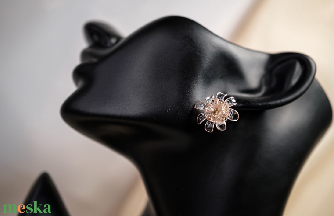 Rózsaszín üvegvirág fülbevaló - ékszer - fülbevaló - fülékszer - Meska.hu