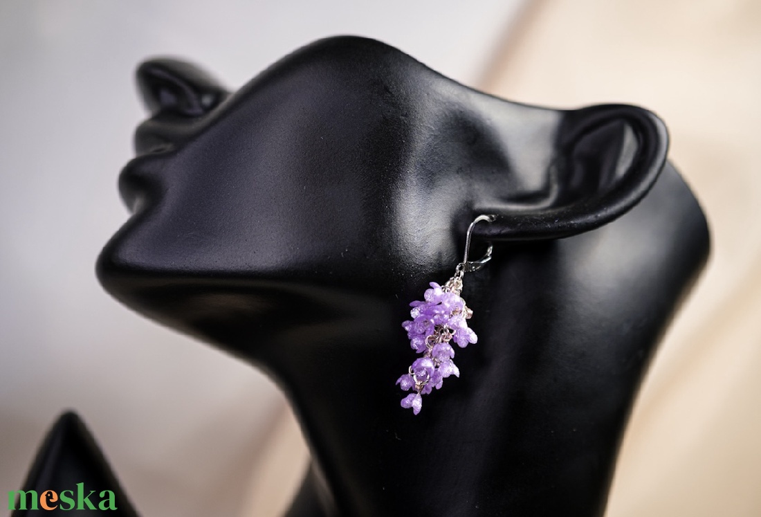 Orgona fürtös, lógós fülbevaló - ékszer - fülbevaló - lógó fülbevaló - Meska.hu