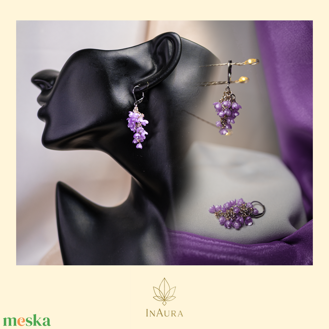 Orgona fürtös, lógós fülbevaló - ékszer - fülbevaló - lógó fülbevaló - Meska.hu