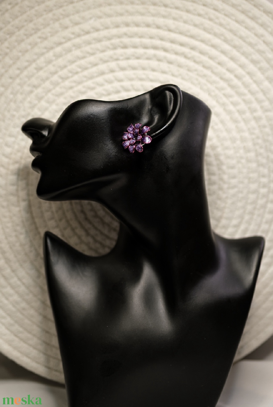 Bordó-lila árnyalatú virág fülbevaló - ékszer - fülbevaló - fülékszer - Meska.hu