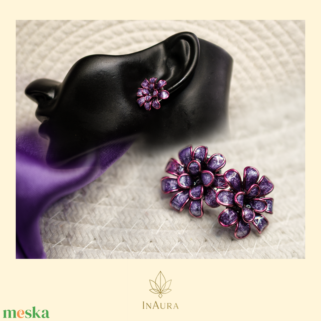 Bordó-lila árnyalatú virág fülbevaló - ékszer - fülbevaló - fülékszer - Meska.hu