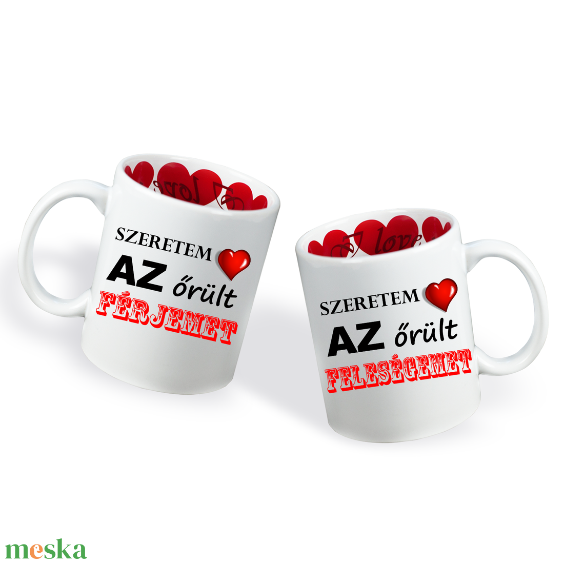 Valentin napi Páros bögre - Szeretem az őrült Férjemet - Feleségemet  - otthon & életmód - konyhafelszerelés, tálalás - tálalás - bögre & csésze - Meska.hu