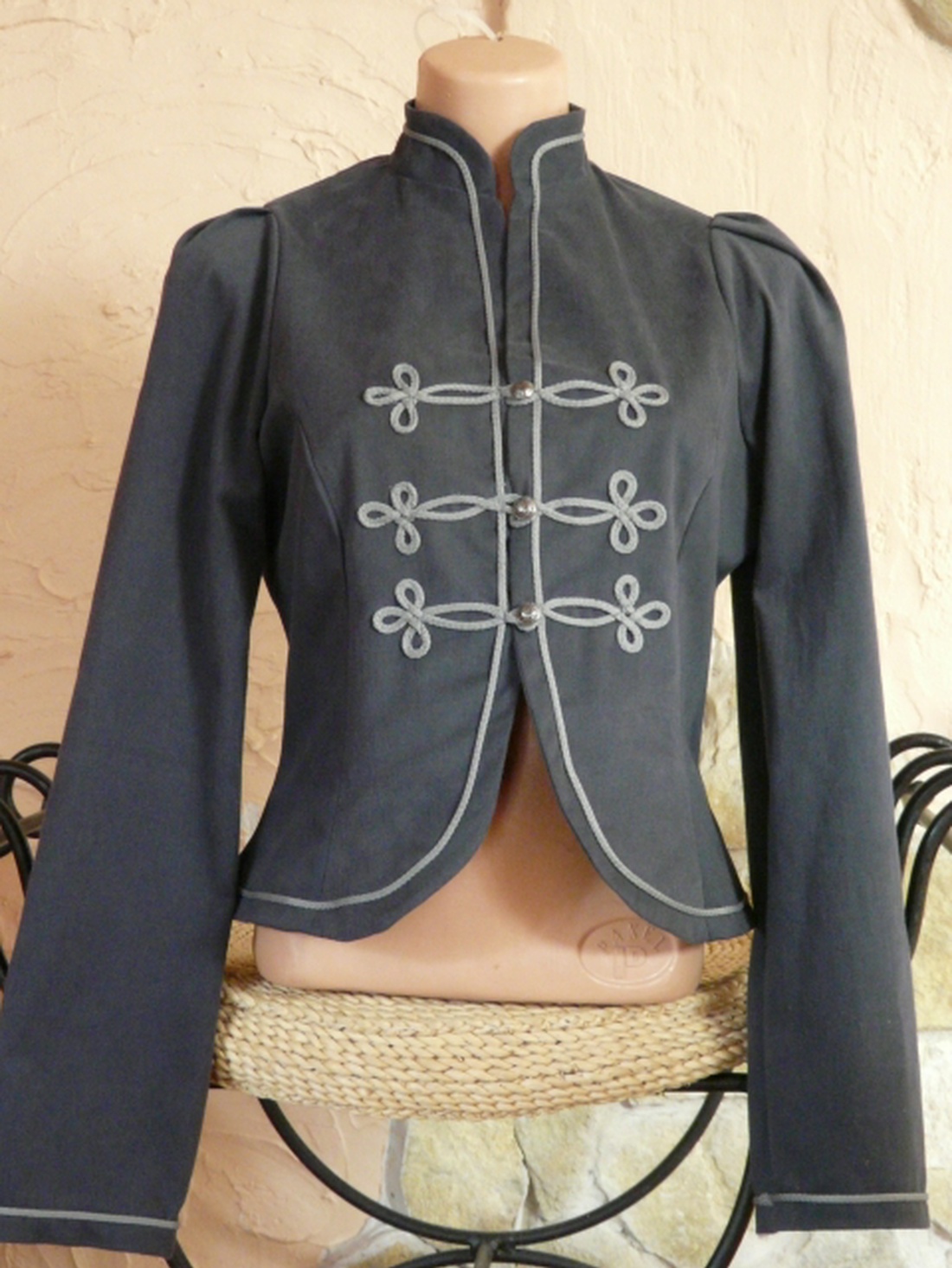 Paszományos vászon blézer kék, szürke zsinórral -  - Meska.hu