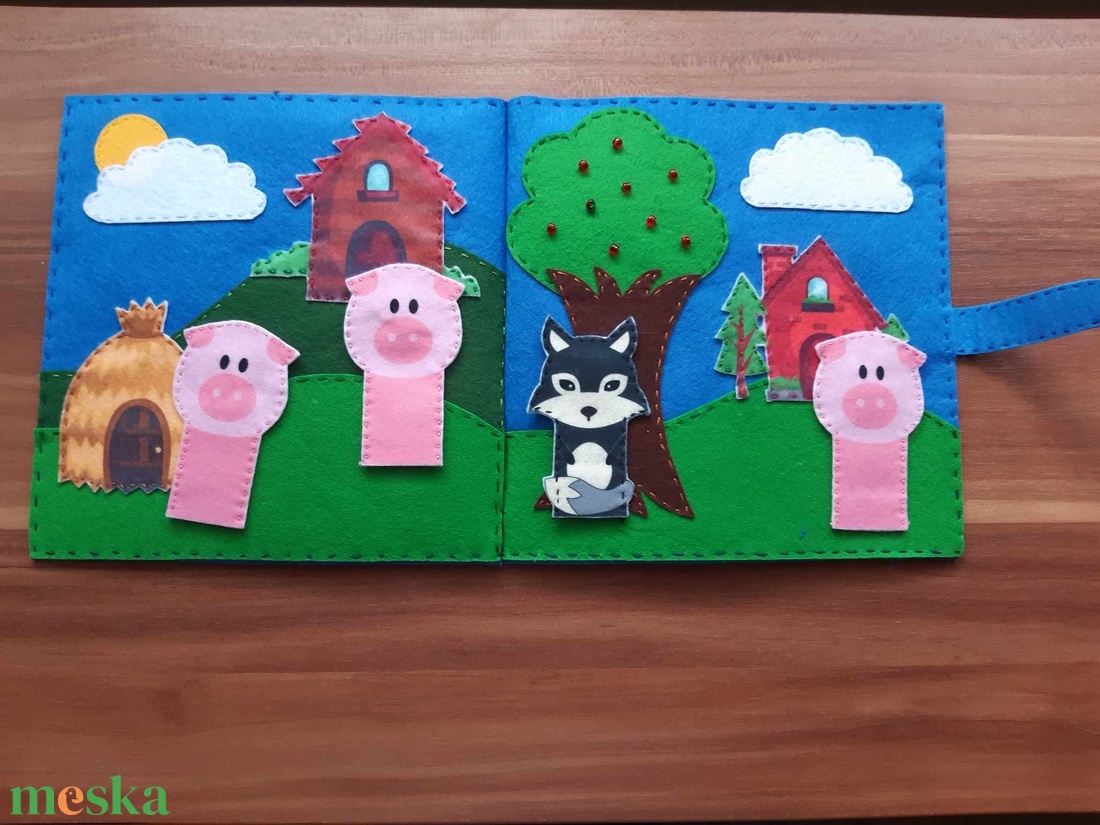 A három kismalac (ujjbábos meséskönyv) - játék & sport - bábok - báb készlet - Meska.hu