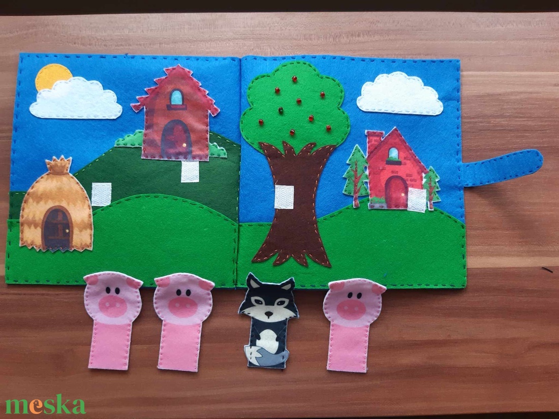 A három kismalac (ujjbábos meséskönyv) - játék & sport - bábok - báb készlet - Meska.hu