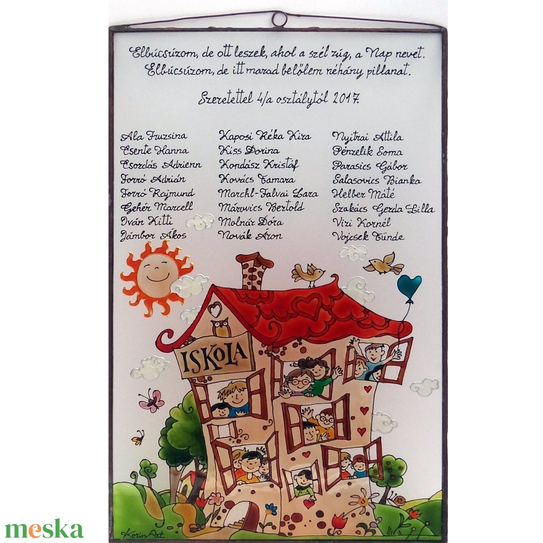 Ballagási emléktábla tanító néninek - művészet - festmény - üvegfestmény - Meska.hu