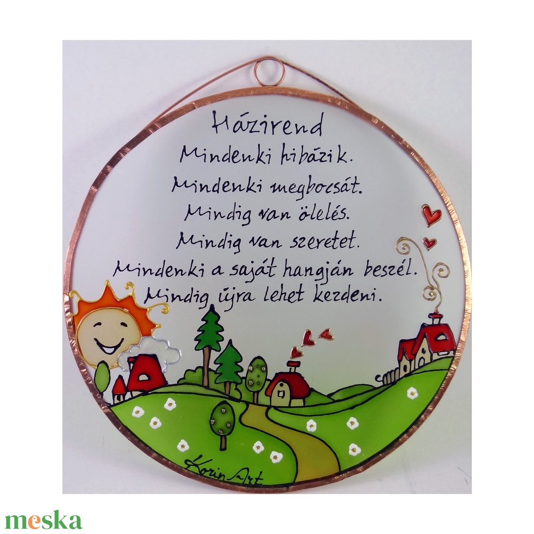 Tanyás Házirend - Üveg, Üvegkép - otthon & életmód - dekoráció - asztal és polc dekoráció - díszüveg - Meska.hu