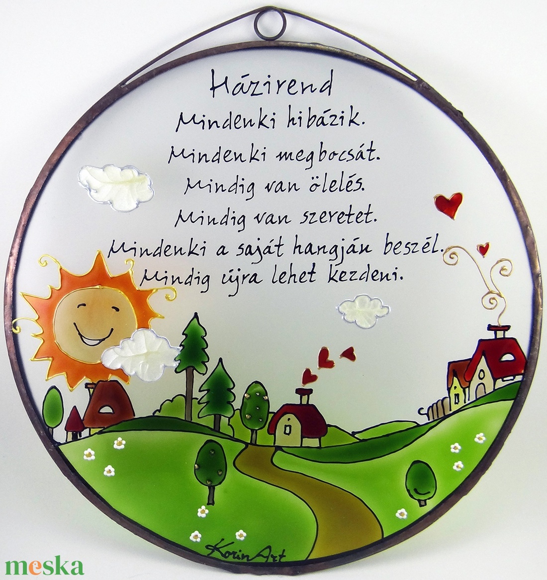 Tanyás Házirend - Üveg, Üvegkép - otthon & életmód - dekoráció - asztal és polc dekoráció - díszüveg - Meska.hu