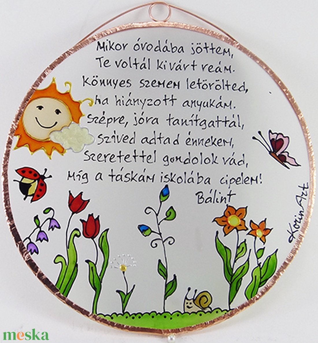 Ovis ballagó kép - Üveg, Üvegkép - otthon & életmód - dekoráció - asztal és polc dekoráció - díszüveg - Meska.hu