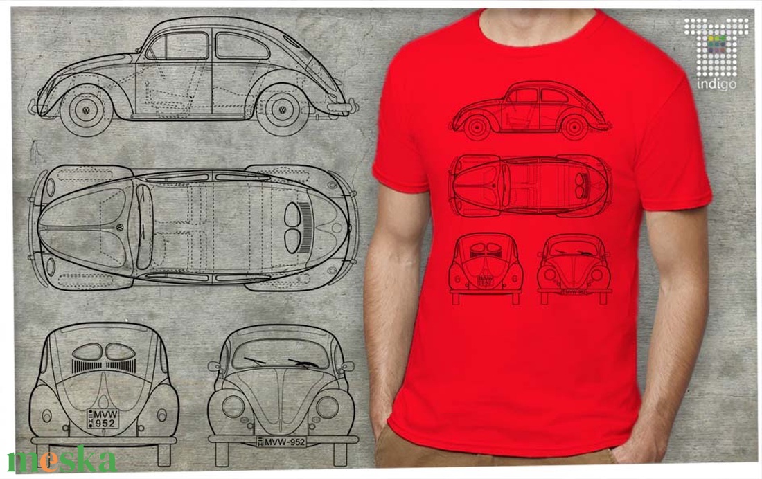 Volkswagen bogár rendelhető rendszámmal - ruha & divat - férfi ruha - póló - Meska.hu
