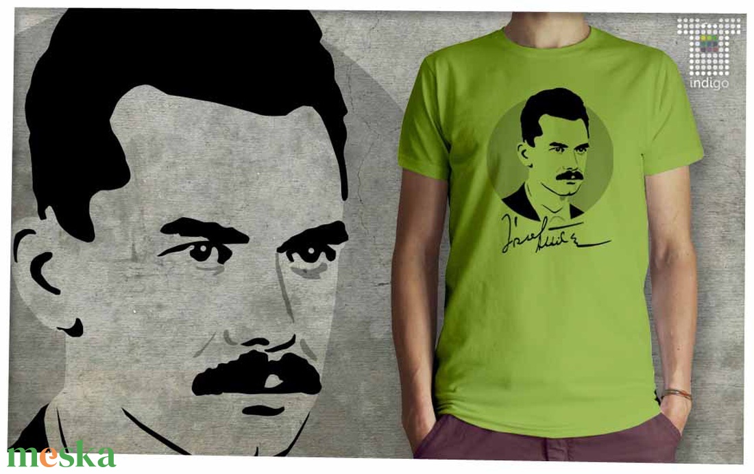 József Attila portré férfi pólón - ruha & divat - férfi ruha - póló - Meska.hu