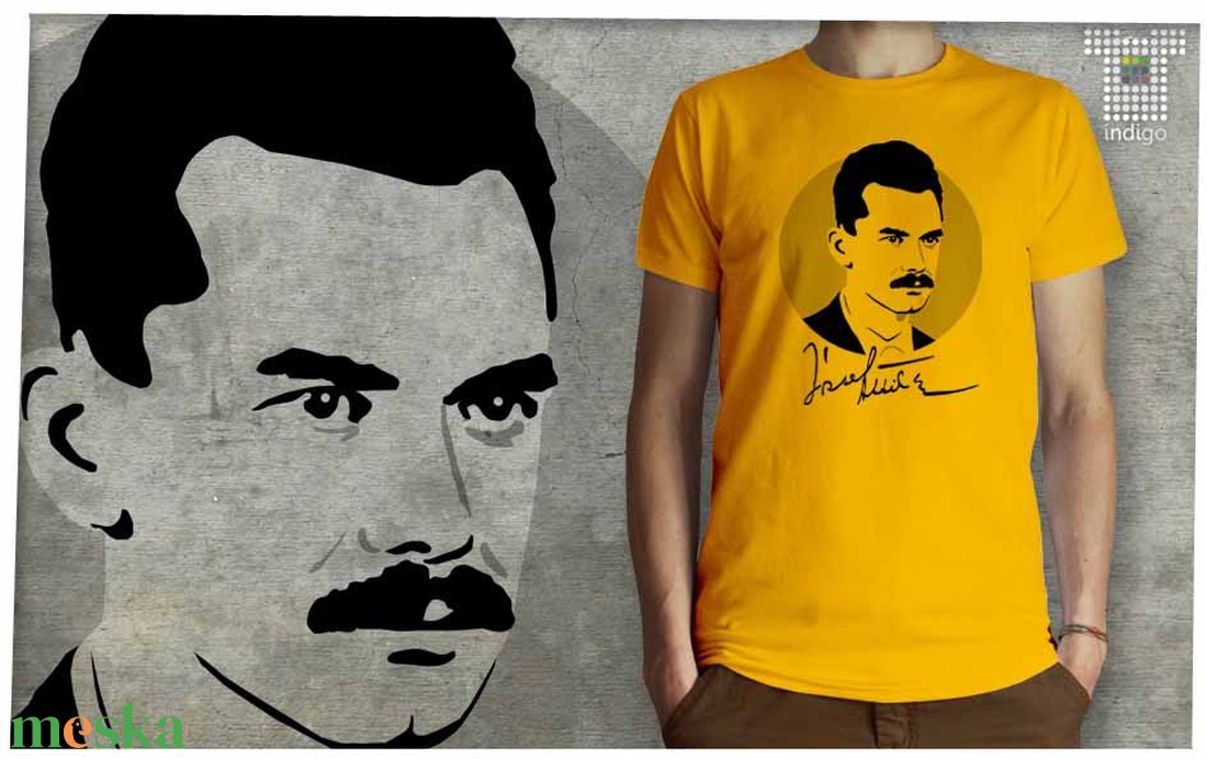 József Attila portré férfi pólón - ruha & divat - férfi ruha - póló - Meska.hu