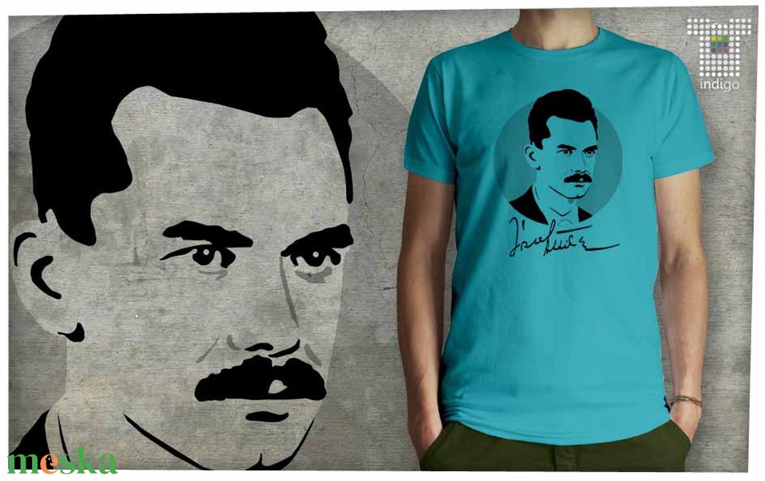 József Attila portré férfi pólón - ruha & divat - férfi ruha - póló - Meska.hu